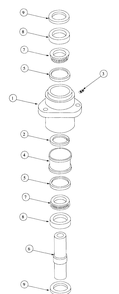 54 Inch Deck Spindle Diagram and Parts List for 3654 53AB5B8K100-ZT54 Cub Cadet Lawn Mower